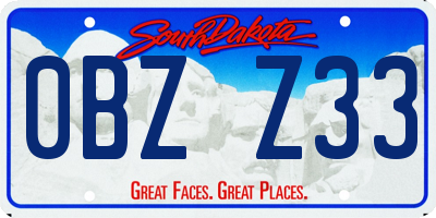 SD license plate 0BZZ33