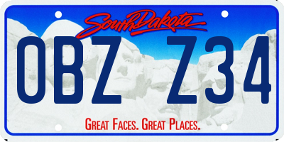 SD license plate 0BZZ34