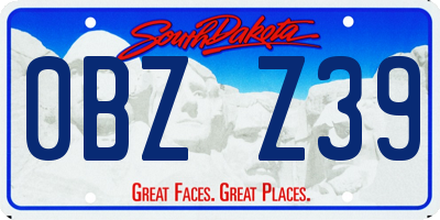 SD license plate 0BZZ39