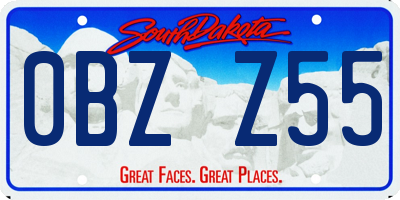 SD license plate 0BZZ55