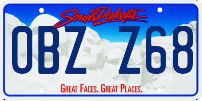 SD license plate 0BZZ68