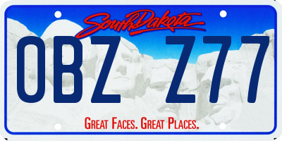 SD license plate 0BZZ77