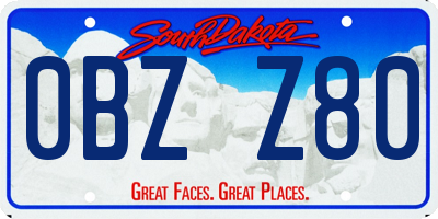 SD license plate 0BZZ80