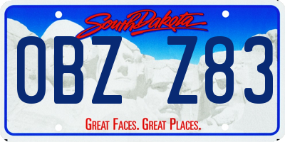 SD license plate 0BZZ83