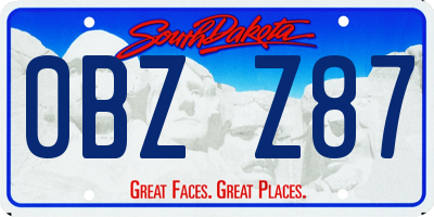SD license plate 0BZZ87