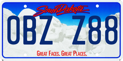 SD license plate 0BZZ88