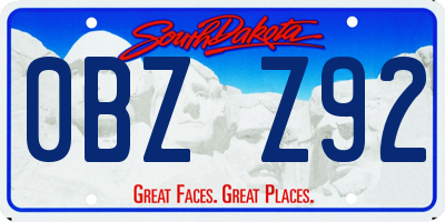 SD license plate 0BZZ92