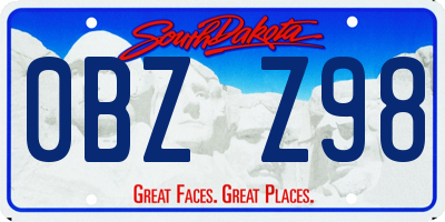 SD license plate 0BZZ98