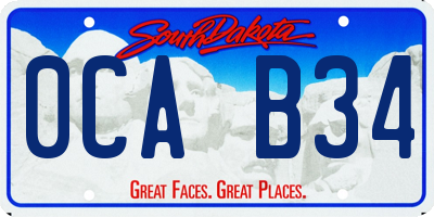 SD license plate 0CAB34