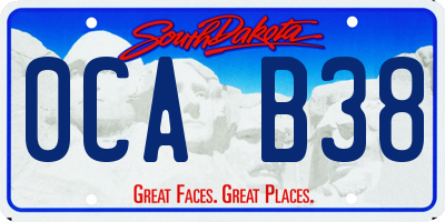 SD license plate 0CAB38