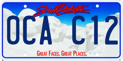 SD license plate 0CAC12