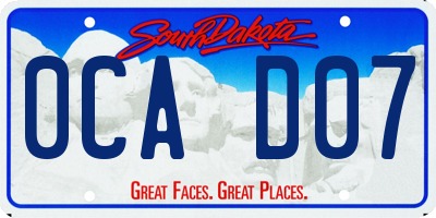 SD license plate 0CAD07