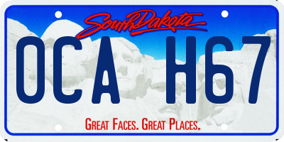 SD license plate 0CAH67