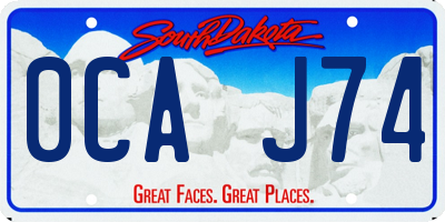 SD license plate 0CAJ74
