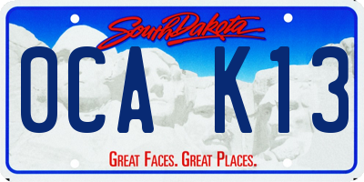 SD license plate 0CAK13