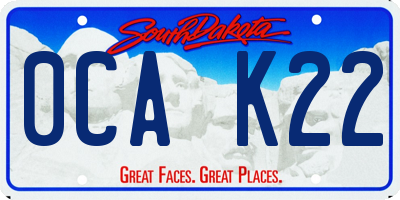 SD license plate 0CAK22
