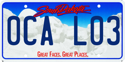SD license plate 0CAL03