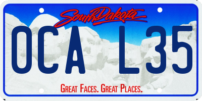 SD license plate 0CAL35