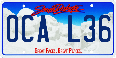 SD license plate 0CAL36