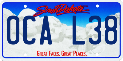 SD license plate 0CAL38