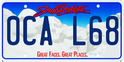 SD license plate 0CAL68