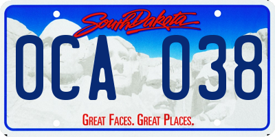 SD license plate 0CAO38