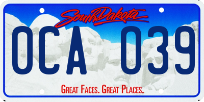 SD license plate 0CAO39