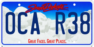 SD license plate 0CAR38
