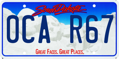 SD license plate 0CAR67