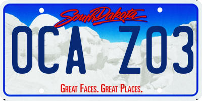 SD license plate 0CAZ03