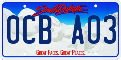 SD license plate 0CBA03