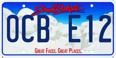 SD license plate 0CBE12