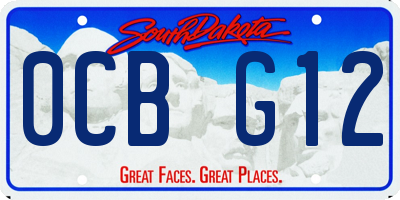 SD license plate 0CBG12