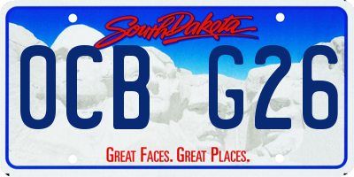 SD license plate 0CBG26