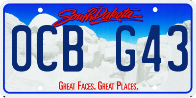 SD license plate 0CBG43