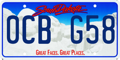 SD license plate 0CBG58