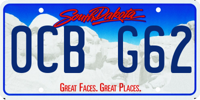 SD license plate 0CBG62