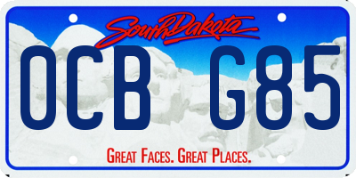 SD license plate 0CBG85