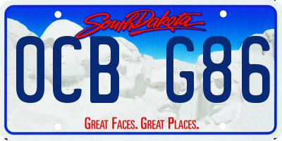 SD license plate 0CBG86