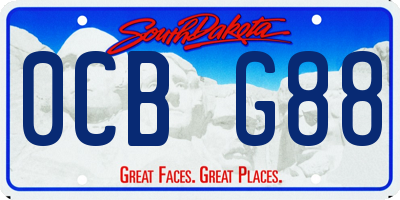 SD license plate 0CBG88
