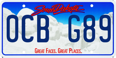 SD license plate 0CBG89