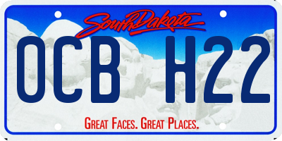 SD license plate 0CBH22
