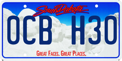 SD license plate 0CBH30