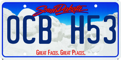 SD license plate 0CBH53