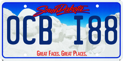 SD license plate 0CBI88