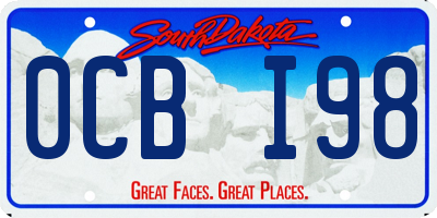SD license plate 0CBI98