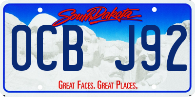 SD license plate 0CBJ92