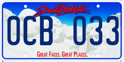 SD license plate 0CBO33