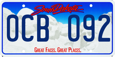 SD license plate 0CBO92