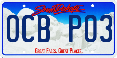 SD license plate 0CBP03
